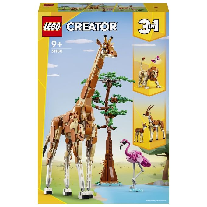 LEGO Creator 31150 3in1 Animali del Safari, Giocattolo Trasformabile da Giraffa in 2 Gazzelle o Leone , Giochi per Bambini 9+