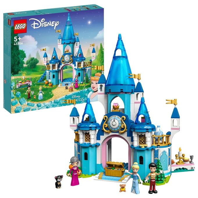 LEGO Principessa Disney 43206 Il Castello di Cenerentola e del Principe Azzurro, Idea Regalo, Giocattolo per Bambini 5+ Anni