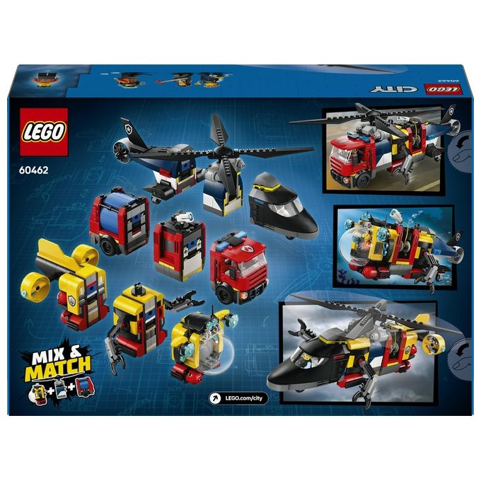 LEGO Set Costruzioni City 60462 Elicottero Autopompa Sottomarino MixeMatch per Creativita' senza Confini
