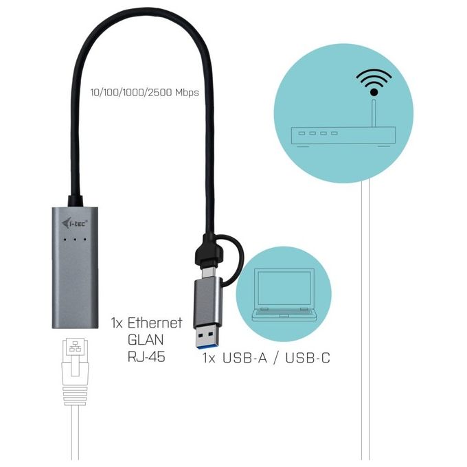 I-Tec Metal USB-C 2.5Gbps Ethernet Adapter
