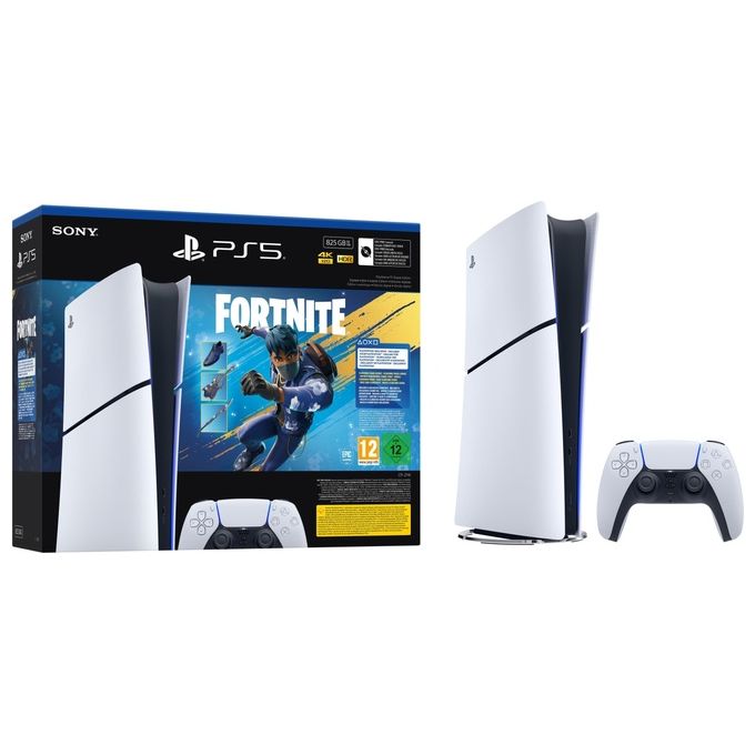 Sony PlayStation 5 Slim Digital Edition, Bundle Fortnite Flowering Chaos, 825GB, Nero-Bianco