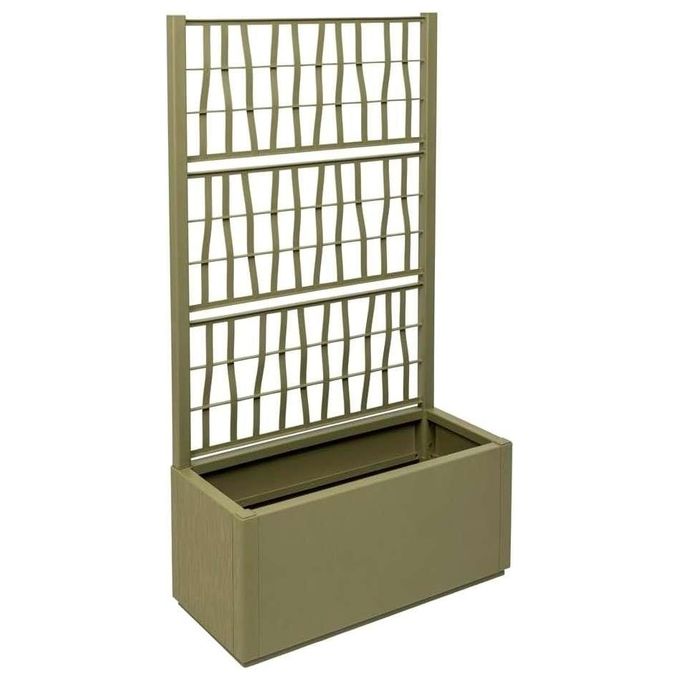 Stefanplast STF1192 Ethica Fioriera Rettangolare con Spalliera 80x36 cm 140 cm 80 L Plastica Riciclata 100% UV colore Verde Oliva