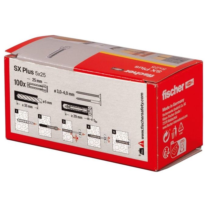 Fischer Tassello da Parete Plug SX 5x25 100 Pezzi