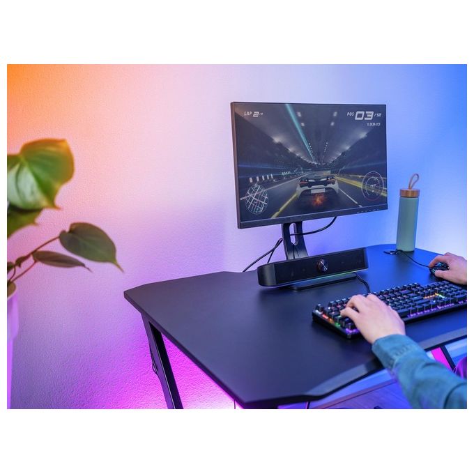 Trust  Gaming GXT 619 Thorne Soundbar PC Illuminata RGB, 12W, Casse PC, Stereo Speaker con Illuminazione Regolabile, Alimentazione USB, Jack AUX 3.5 mm, per Computer, Laptop, TV - Nero