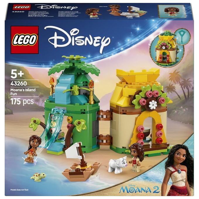 LEGO Set Disney Moana Divertimento sull'Isola di Vaiana 43260 Blocchi Creativi per Bambini e Appassionati di Costruzioni