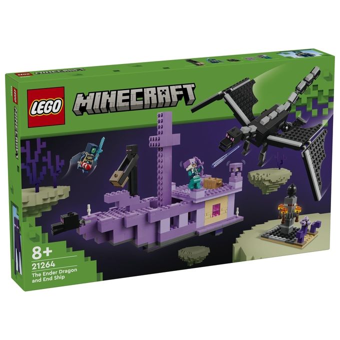 LEGO Minecraft L'Enderdrago e la Nave dell'End Giocattolo del Bioma con Drago Personaggi Mob e Accessori Giochi d'Avventura per Bambini e Bambine da 8 Anni Idea Regalo Fan del Videogioco 21264