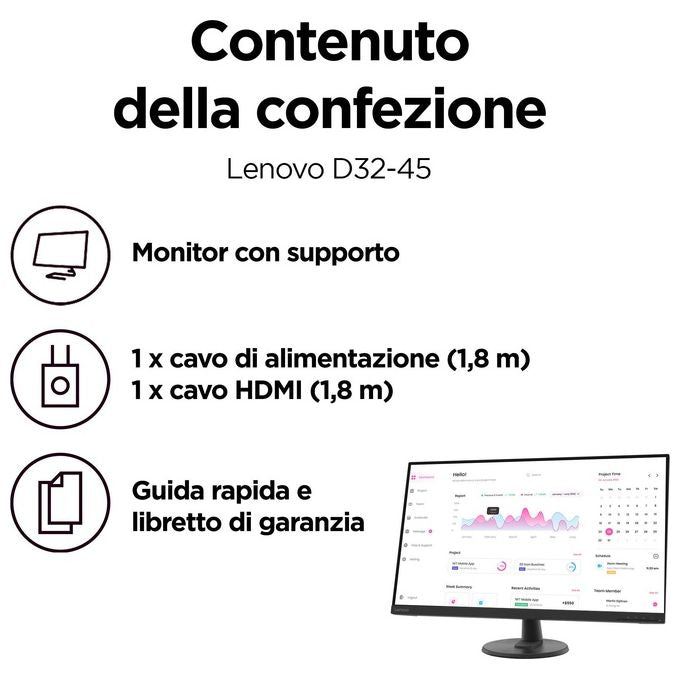Lenovo D32-40 Monitor Pc 31.5'' 1920x1080 Pixel Full Hd Lcd Nero