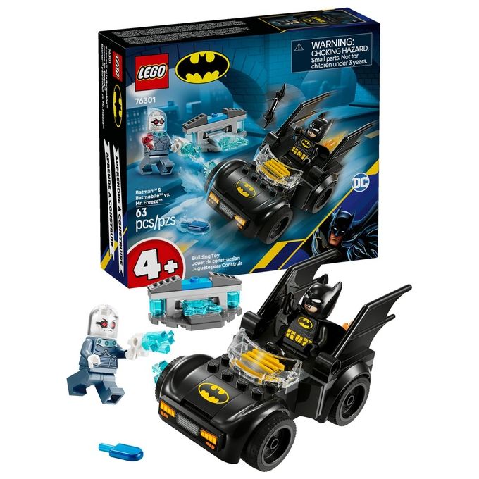 LEGO DC Batman e Batmobile Contro Mr. Freeze - Macchina Giocattolo del Supereroe con 2 Minifigure Accessori e Starter Brick per l'Auto Giochi per Bambini e Bambine da 4 Anni in su Idea Regalo 76301