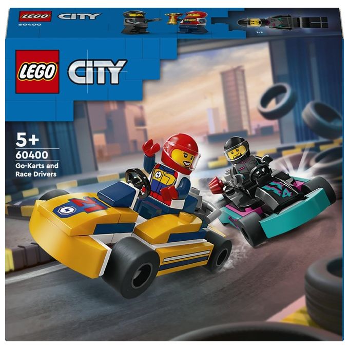 LEGO City 60400 Go-Kart e Piloti 60400-LEGO Modellini da Costruire di Mini Go Kart da Corsa Veicoli Giocattolo per Bambini di 5+ Anni