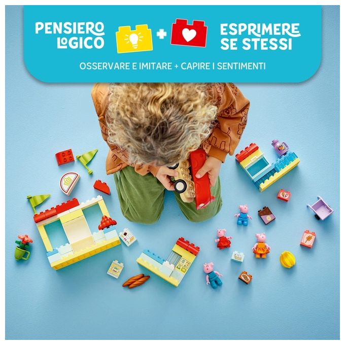 LEGO DUPLO Il Supermercato di Peppa Pig con 4 Personaggi, Set con Macchina Giocattolo e Negozio da Costruire in Mattoncini