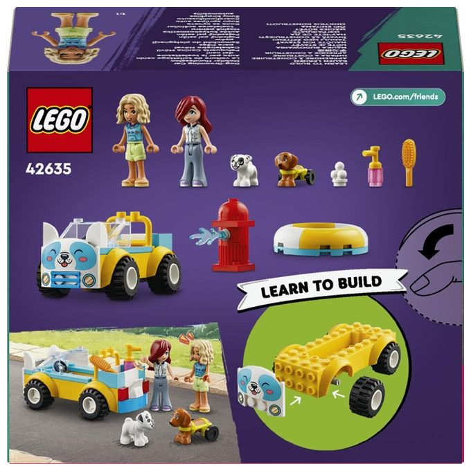 LEGO Friends Auto per la Toelettatura dei Cani Macchina Giocattolo da Costruire con 2 Personaggi 2 Cuccioli e Accessori per la Cura degli Animali Giochi per Bambine e Bambini da 4 Anni 42635