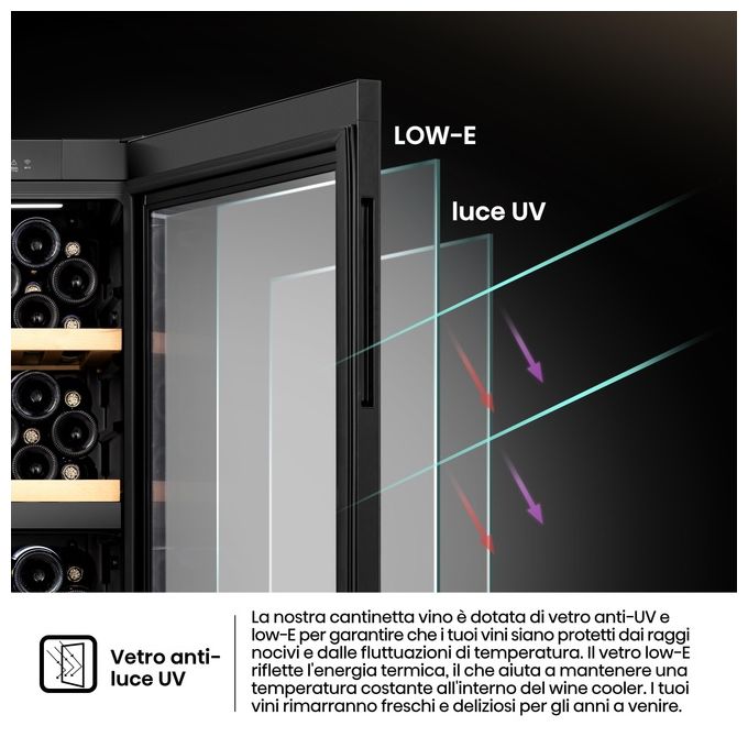 Hisense RW3N230GELF Cantinetta Vino 108 Bottiglie Classe F Temperatura 5 20 °C Ripiani in Legno colore Nero