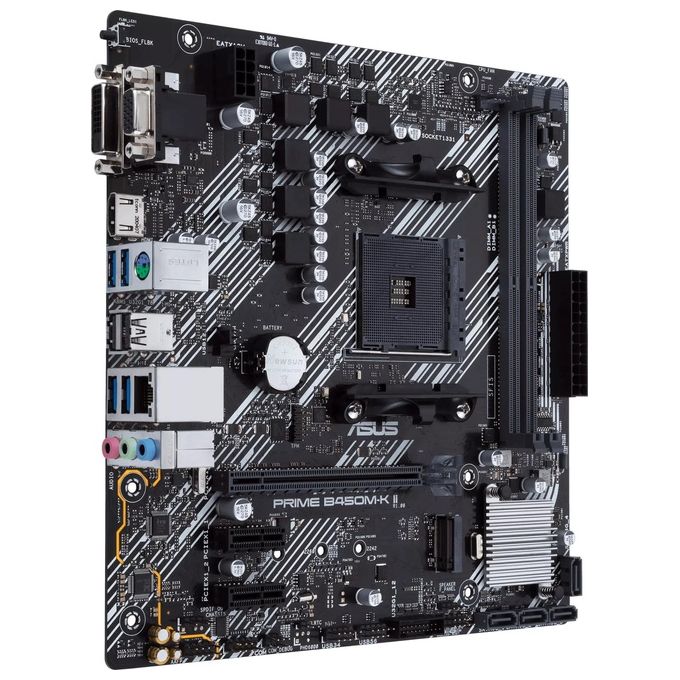 ASUS PRIME B450M-K II, Scheda madre micro ATX AMD B450 (Ryzen AM4) con supporto M.2, HDMI-DVI-D-D-Sub, SATA 6 Gbps, 1 Gb Ethernet, USB 3.2 Gen 1 Type-A, BIOS FlashBack
