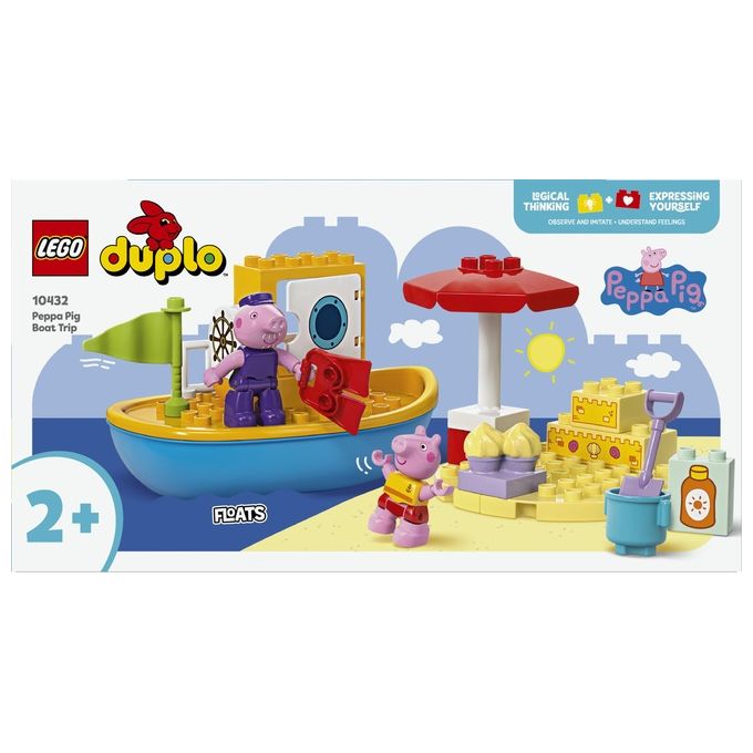 LEGO DUPLO Viaggio in Barca di Peppa Pig Giochi Educativi per Bambine e Bambini da 2 Anni Giocattolo per l'Apprendimento Prescolare da Costruire con 2 Personaggi Idea Regalo 10432