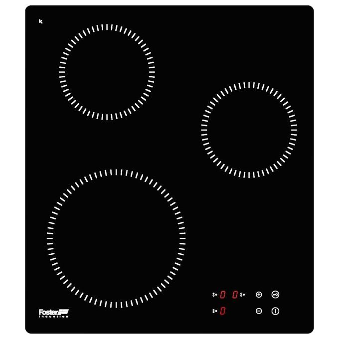 Foster 7373 300 Linea S1000 Induction Piano Cottura a Induzione in Vetroceramica 3 Zone 9 Livelli di potenza Touch Control Powerboost 44 cm Nero