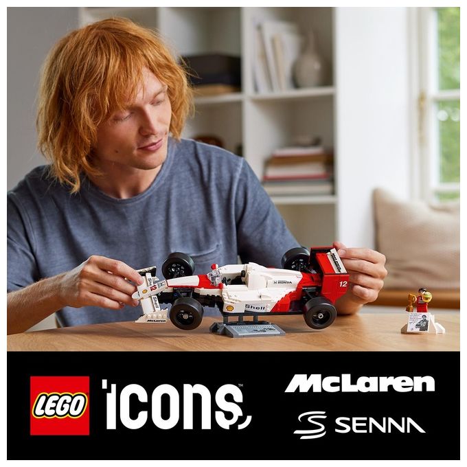 LEGO 10330 Icons Modellino da Costruire McLaren MP4-4 con Minifigure di Ayrton Senna 693 pezzi colore Nero