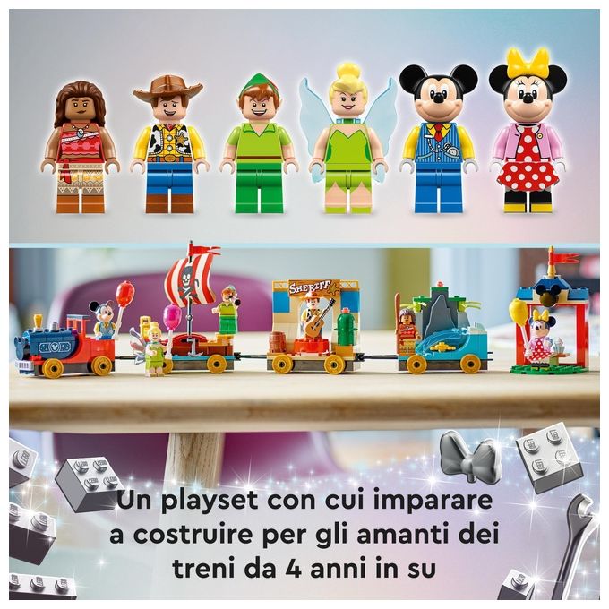 LEGO Disney 43212 Treno delle Celebrazioni Disney 100° Anniversario con Carri Giocattolo e Figure di Topolino e Minnie