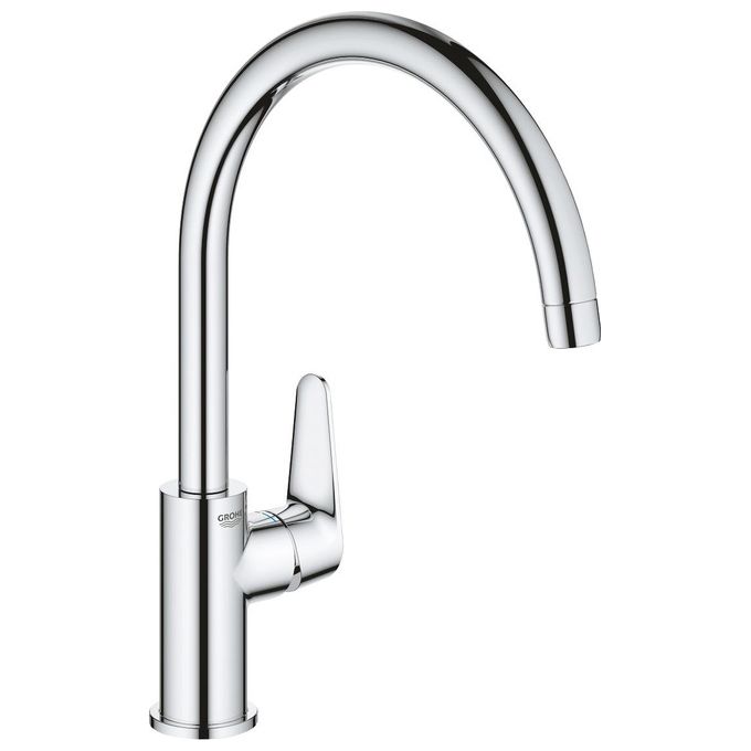 Grohe 31554001 Start Curve Miscelatore monocomando per Lavello cucina con bocca alta girevole 360° QuickFix Plus Conduttura dell'acqua all'interno - senza nichel e piombo ‎Cromo