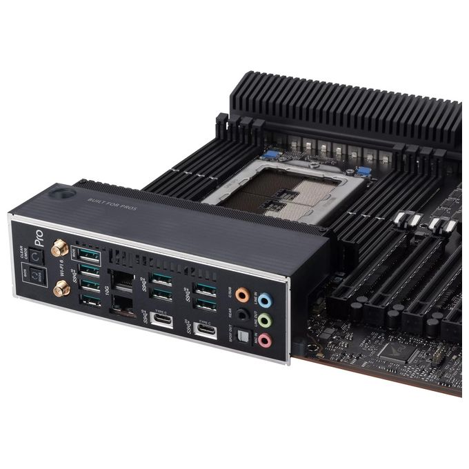 ASUS Pro WS WRX80E-SAGE SE WIFI Scheda Madre, EATX, AMD WRX80, Socket sWRX8, 8 Slot DIMM DDR4, 7 x PCIe 4.0, 3 x M.2, 8 x SATA, Intel WiFi 6, 10Gb LAN, Realtek 7.1 Surround, USB-C 3.2 Gen 2x2, Nero