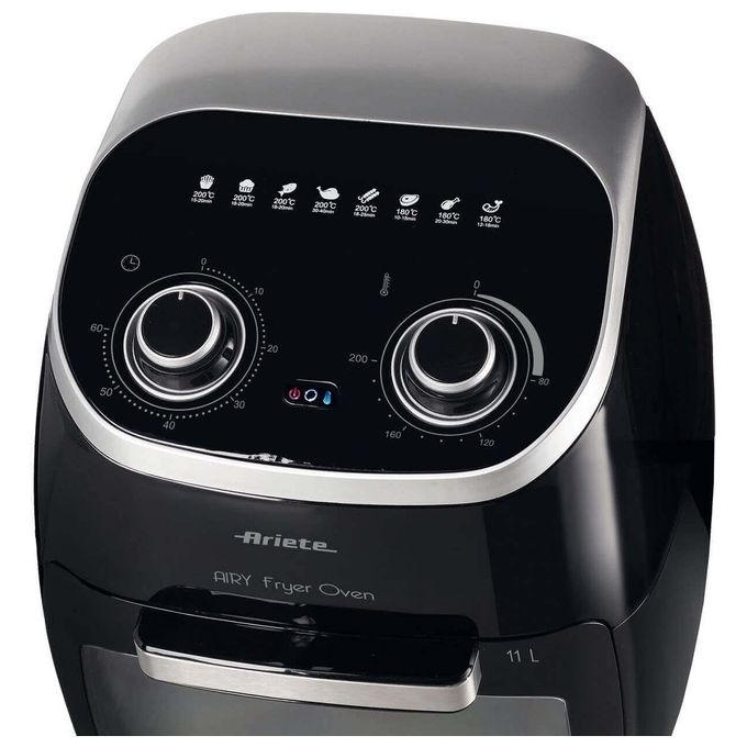 Ariete 4619 Air Fryer Oven - Friggitrice ad Aria e forno elettrico con cestello rotante 11 Lt. Funzione girarrosto ed essicatore 2000W 8 Programmi Nero