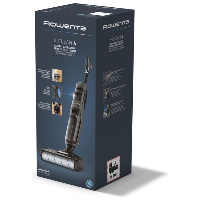 Rowenta X-Clean 4 GZ5035 Scopa Elettrica Lavapavimenti Pulitore a Vapore Aspira e Lava Potenza 200 Watt colore Grigio