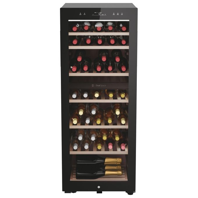 Haier Wine Bank 50 Serie 7 HWS77GDAU1 Cantinetta Vino con Compressore Libera Installazione Nero 77 Bottiglie