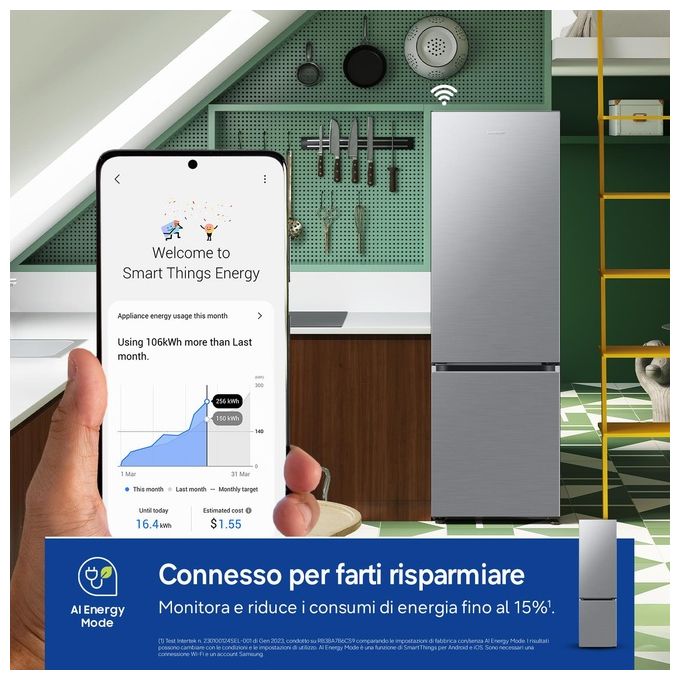 Samsung RB38C7AGWS9-EF Frigorifero Combinato libera installazione 387 litri No frost Classe A silver Wifi