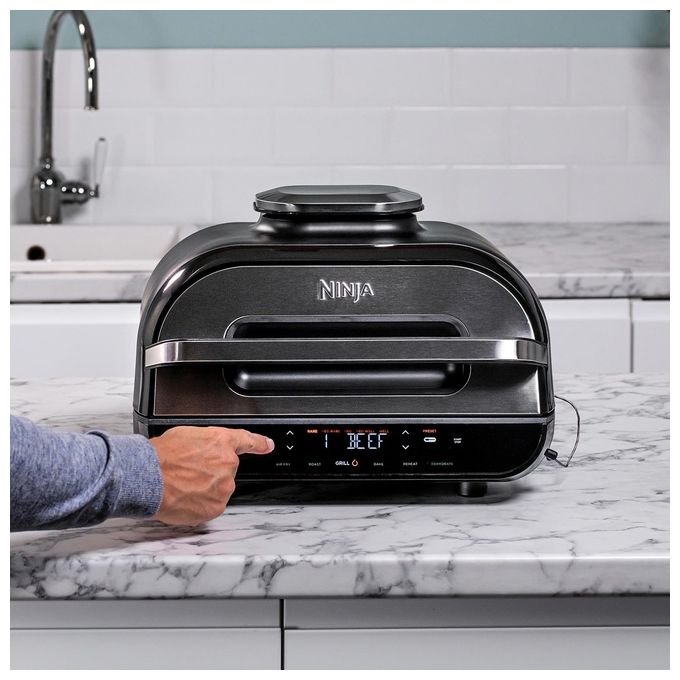 Ninja Foodi AG551EU Max Griglia e Friggitrice ad Aria con Sonda Digitale da Cucina 3.8 Litri 6 Funzioni di Cottura 2460 W Grigio-Argento