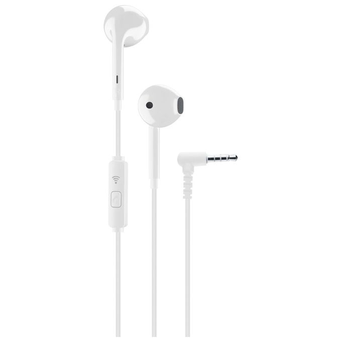 Cellular Line VOICE CAPSULE Auricolari a Capsula con Microfono Tasto di Risposta e Connettore Jack 3.5mm Bianco