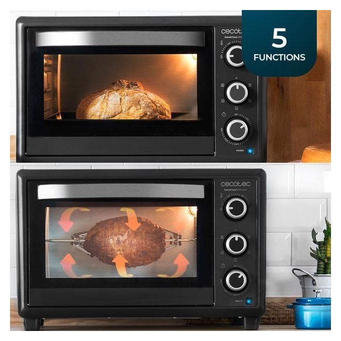 Cecotec Forno BakeandToast 3090 Black Gyro 30 Litri 1500W 5 Funzioni con Girarrosto