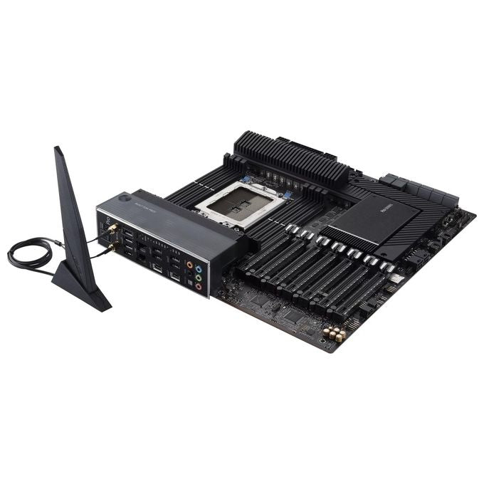 ASUS Pro WS WRX80E-SAGE SE WIFI Scheda Madre, EATX, AMD WRX80, Socket sWRX8, 8 Slot DIMM DDR4, 7 x PCIe 4.0, 3 x M.2, 8 x SATA, Intel WiFi 6, 10Gb LAN, Realtek 7.1 Surround, USB-C 3.2 Gen 2x2, Nero