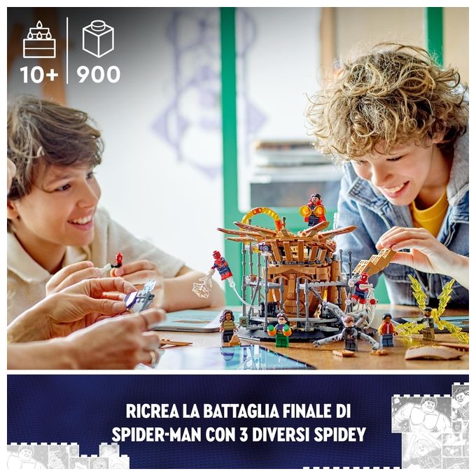 LEGO Marvel 76261 La Battaglia Finale di Spider-Man, Ricrea la Scena di Spider-Man: No Way Home con 3 Minifigure di Peter Parker