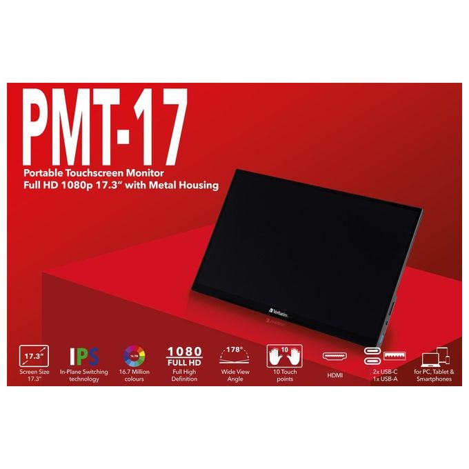 Verbatim Pmt-17 Monitor Portatile Touch 17.3'' Full Hd