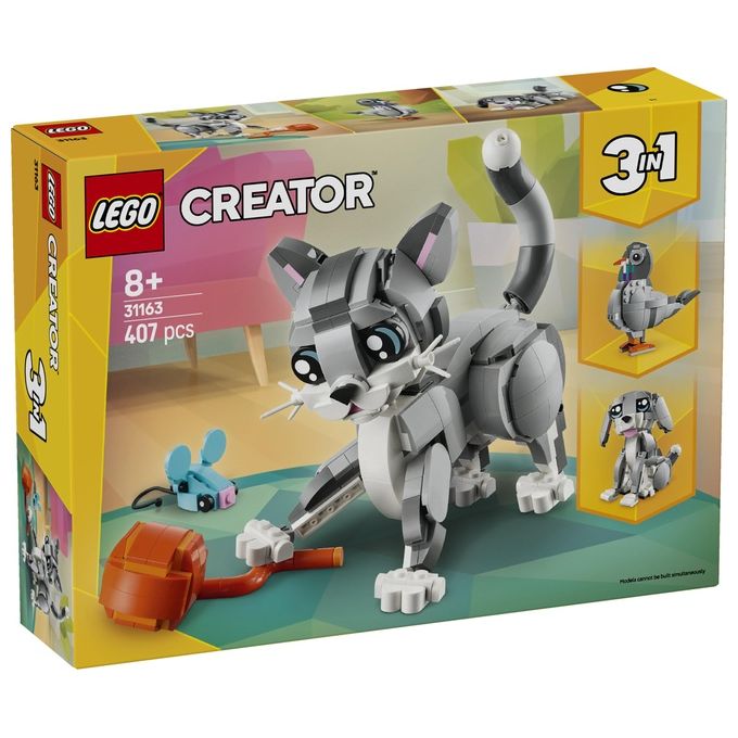 LEGO Creator 3 in 1 Gatto Giocoso Giocattolo - Si Trasforma in Piccione o in Cane - Animali da Costruire per Bambine Bambini Ragazze e Ragazzi da 8 Anni - Idea Regalo di Compleanno Creativa - 31163
