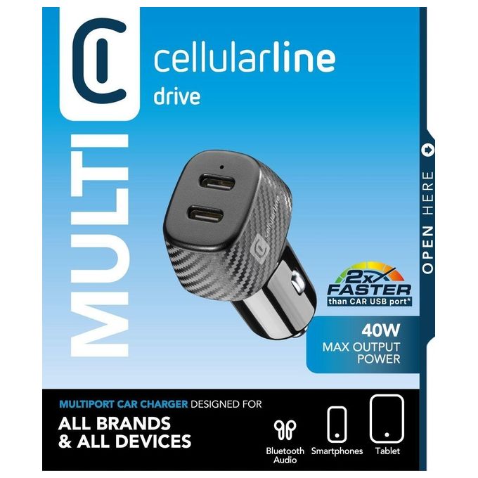 Cellular Line Caricabatterie da Auto per Accendisigari MultiPower Duo 40W Nero