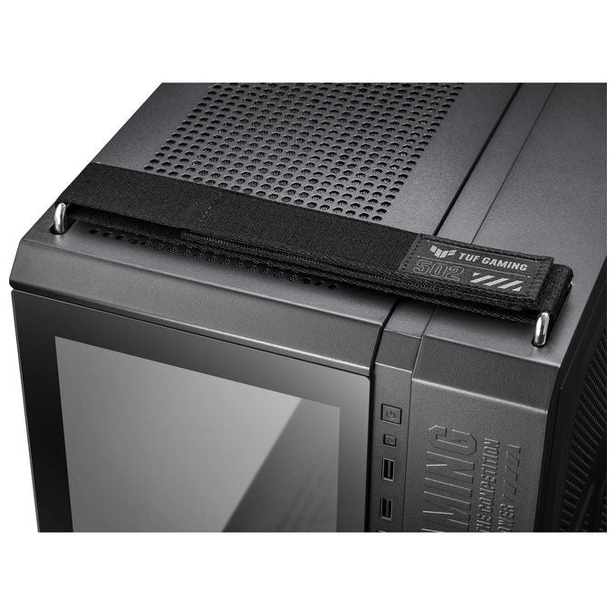 ASUS TUF GAMING GT502 PLUS TG ARGB BLACK Case per PC Gaming Mid ATX Doppia camera Pannelli Laterali Senza Attrezzi USB 3.2 Gen2 Type-C 4 ventole ARGB preinstallate Nero