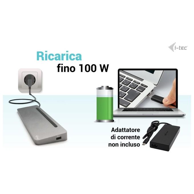 I-Tec Usb-c Metal Ergonomic 3x 4k Display Docking Station  Power Delivery 100W