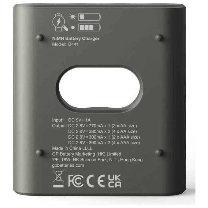 GP Batteries ReCyko B441 4-Port Modello USB Caricabatterie con 4xAAA NiMh 850mAh