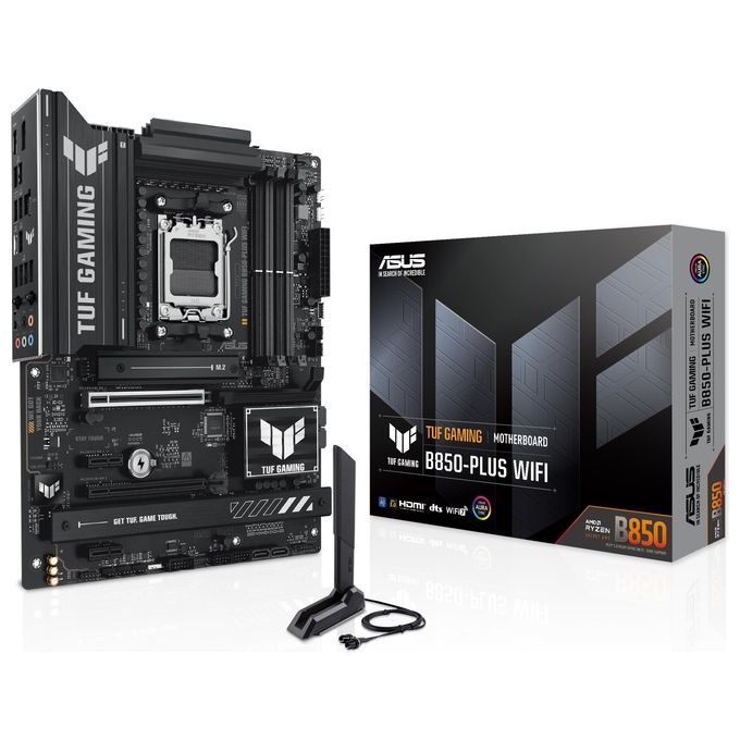 ASUS TUF Gaming B850-Plus WiFi Scheda Madre AMD ATX 1421 Fasi Alimentazione Slot DDR5 PCIe 5.0 Ready 3 slot M.2 WiFi 7 Ethernet Realtek 25 GB USB-C da 20 Gbps BIOS Flashback e Aura Sync