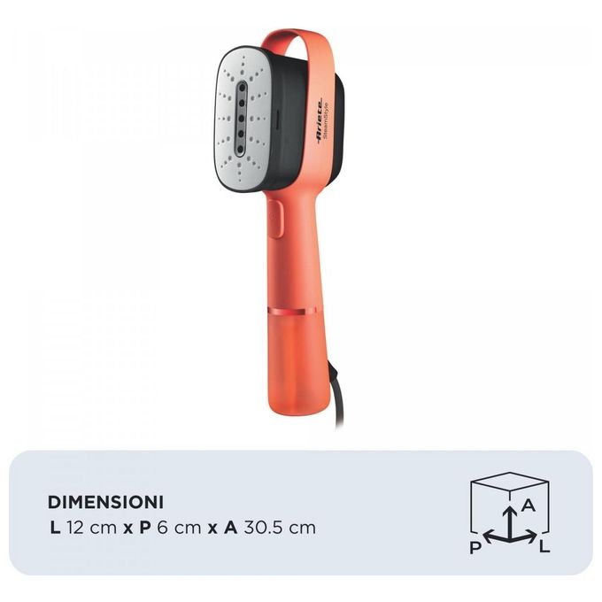 Ariete 4301 Stiratore Verticale 1200w 20g min Serbatoio 80ml Arancio