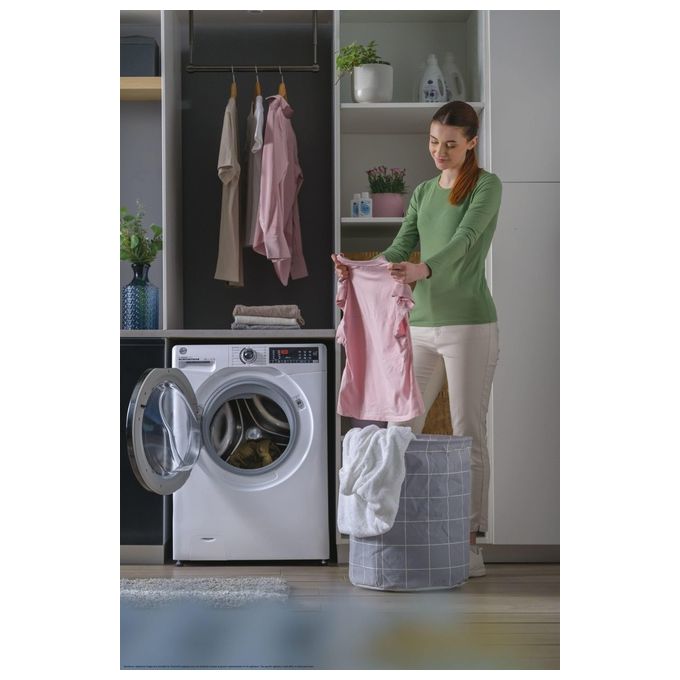 Hoover H3WPS4376TAMB6-S H-Wash 350 Lavatrice Slim 7 Kg 1300 rpm Classe A Inverter Vapore Wi-Fi (85x60x44 cm) colore Bianco