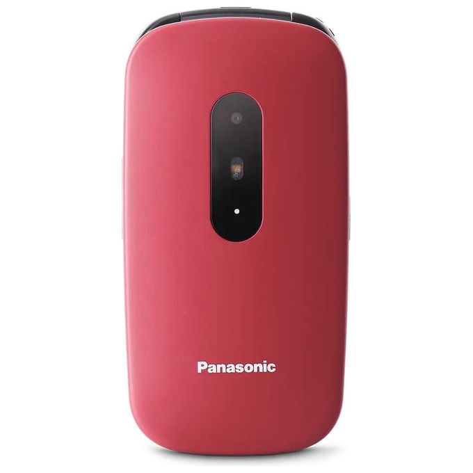Panasonic KX-TU446EXR Telefono Cellulare Facilitato Compatibile con Apparecchi Acustici Pulsanti Grandi Retroilluminati Ampio Display 600 Ore di Autonomia Rosso