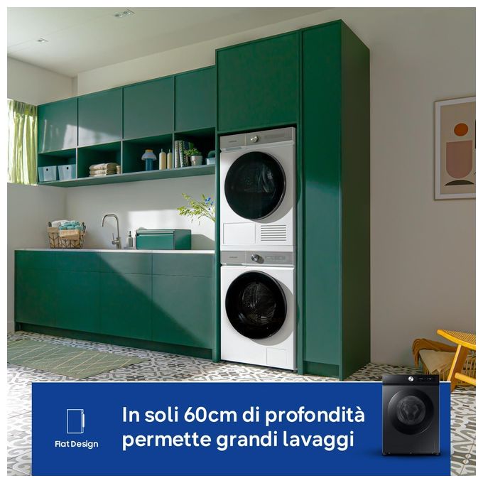 [ComeNuovo] Samsung BeSPOKE AI WW11DB7B94GBU3 Lavatrice a carica frontale 11 Kg Classe A Ecodosatore AI Lavaggio e Control Profondita' 60 nero