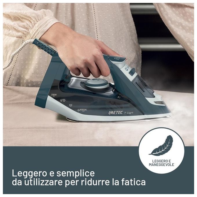 Imetec Ferro da Stiro a Vapore 2200W Blu e Azzurro Anticalcare