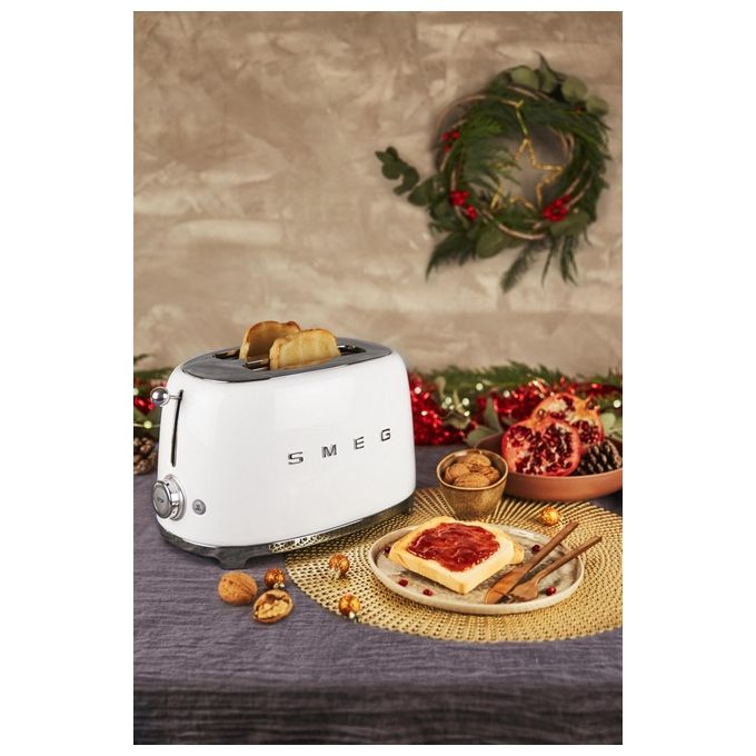 Smeg TSF01WHEU Estetica 50's Style Tostapane 2 Fette 6 Livelli di Doratura Bianco