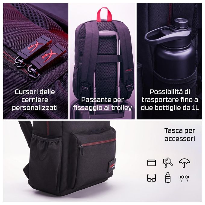 Hyperx Zaino per Notebook Delta Nero e Rosso