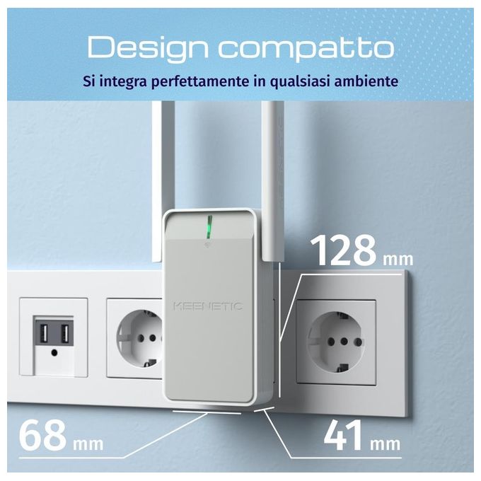 Keenetic Buddy 6 AX3000 Mesh Wi-Fi 6 Range Extender con Porta Gigabit Ethernet