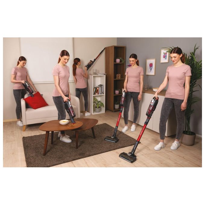 Hoover HF522STH 011 Scopa Elettrica Senza sacchetto 0.45 Litri 290W Grigio-Rosso