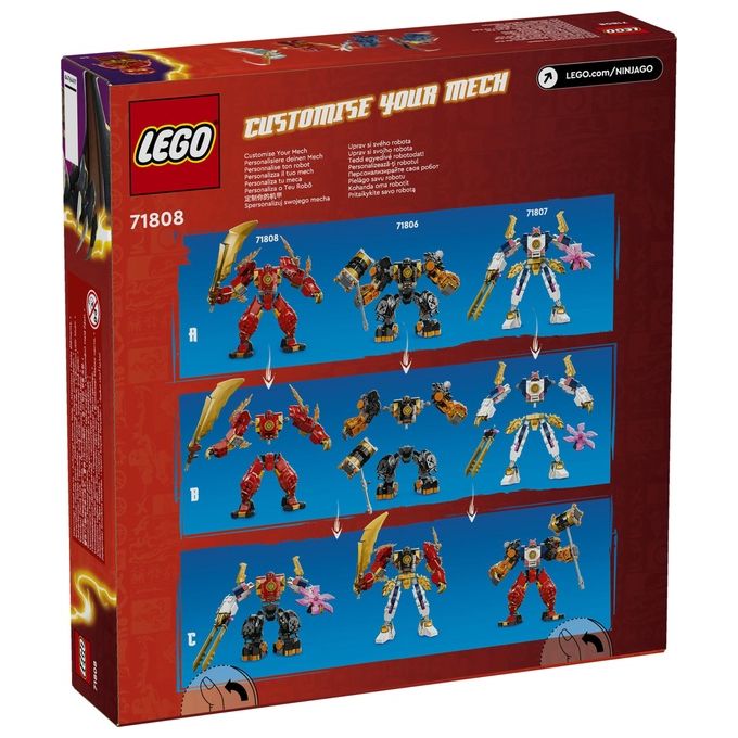 LEGO NINJAGO 71808 Mech Elemento Fuoco di Kai, Giochi per Bambini di 7+ Anni con 2 Action Figure da Costruire e 4 Minifigure