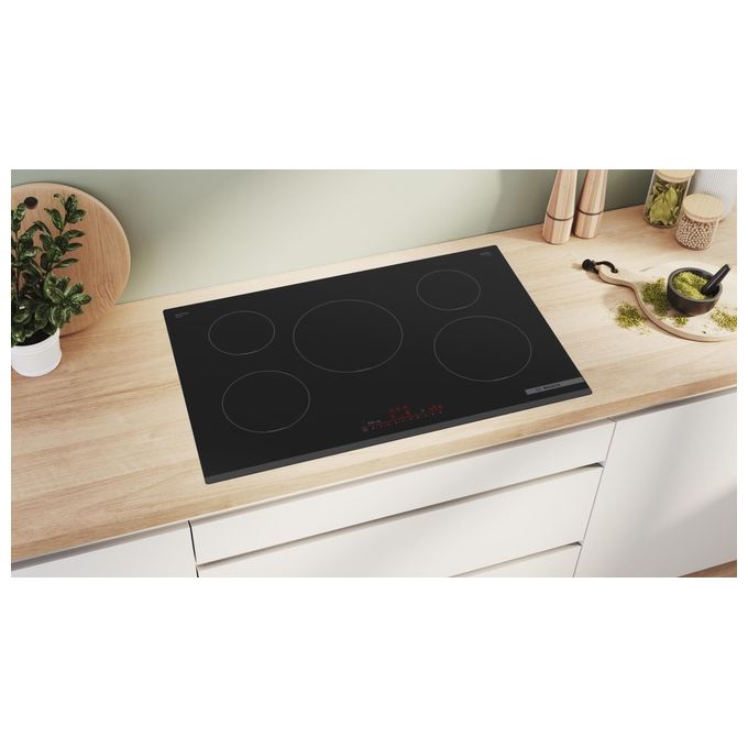 Bosch Serie 6 PIV831HB1E Piano Cottura a Induzione Nero da Incasso 80cm 5 Zone